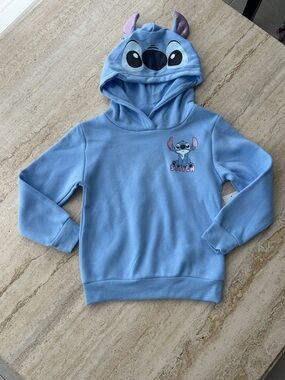NEW 🆕 Disney Light Blue Stitch Hooded Pullover with ears 4/5 years